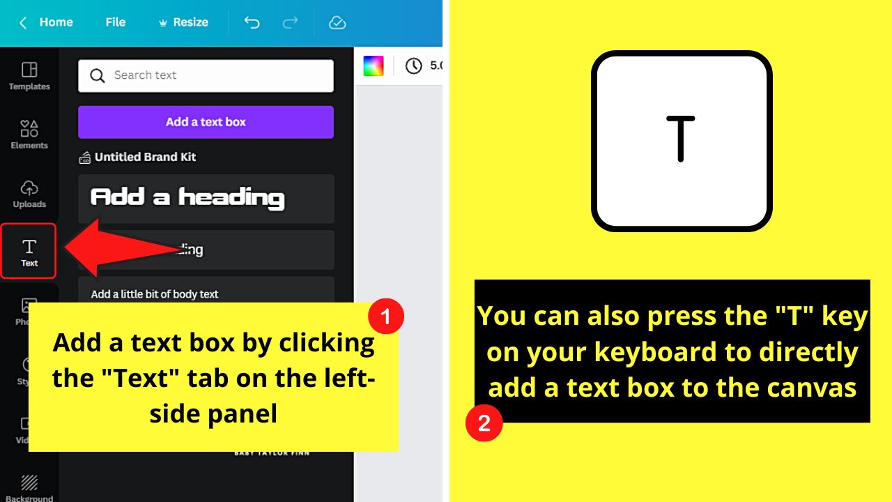 How to Line Up Text in Canva by Justifying the Text Step 1