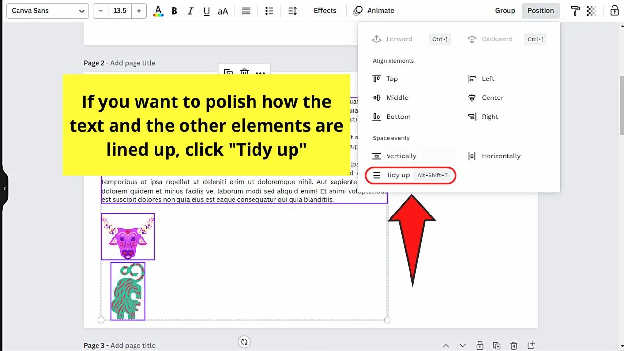 How to Line Up Text in Canva by Using the Position Feature Step 6