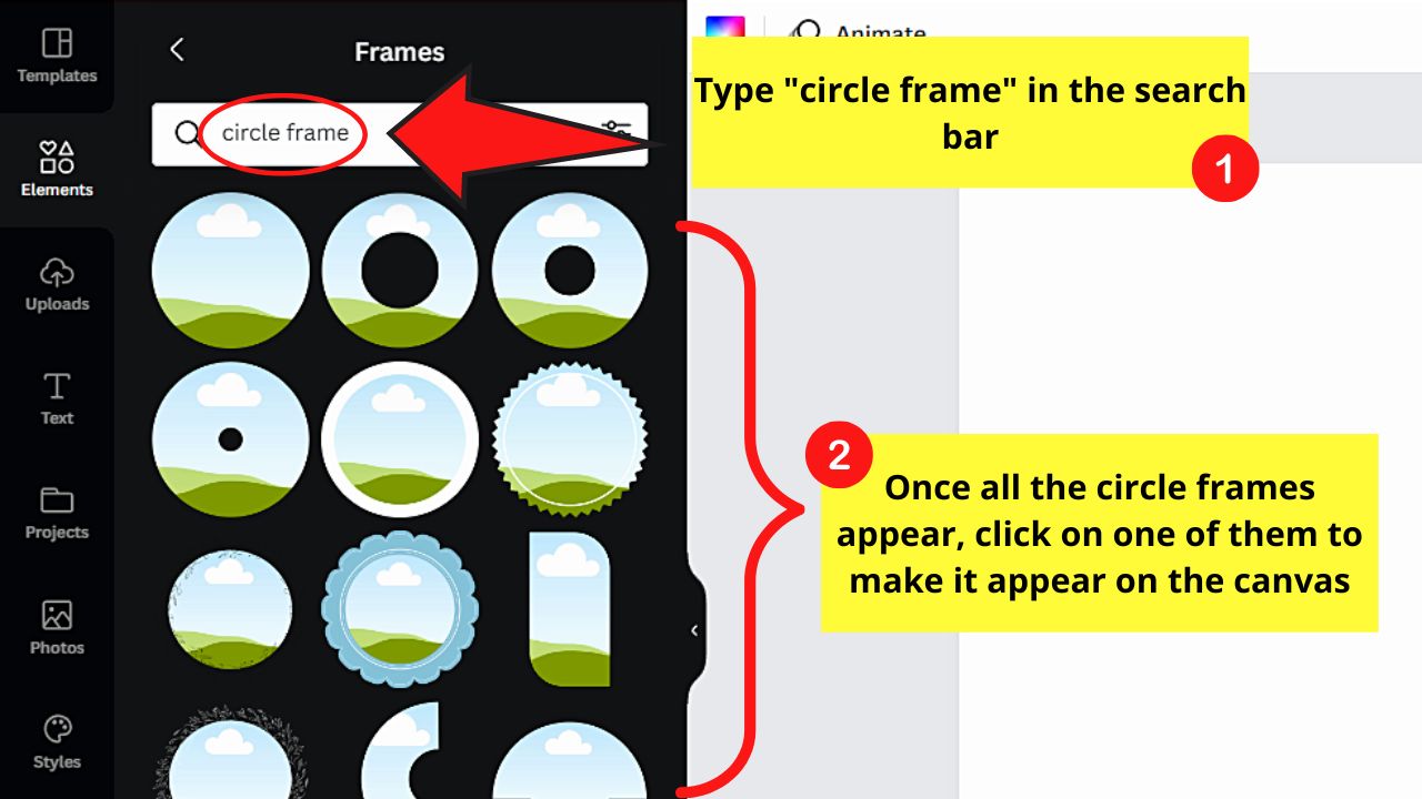 How to Make an Image a Circle in Canva by Using a Circular Frame Step 3.2