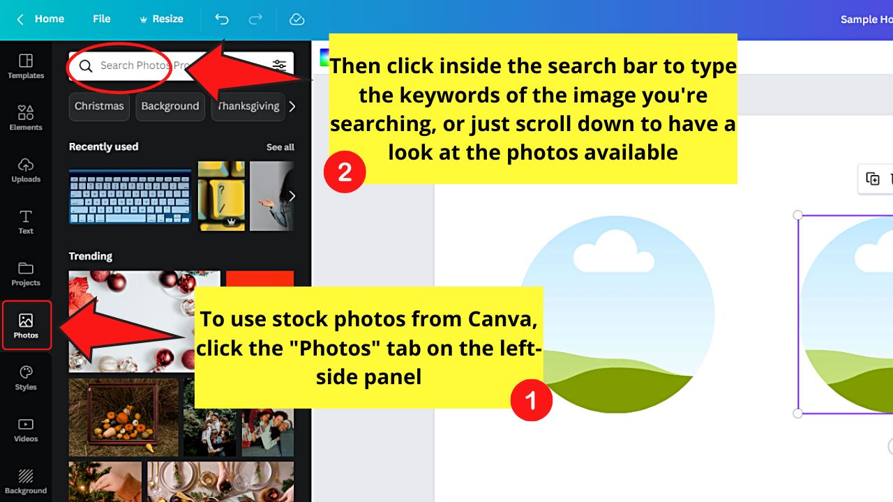 How to Make an Image a Circle in Canva by Using a Circular Frame Step 5.2
