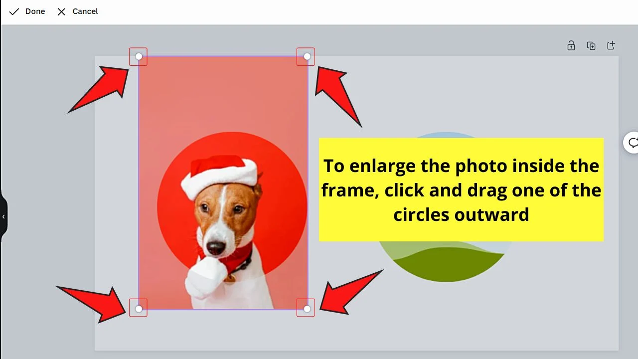 How to Make an Image a Circle in Canva by Using a Circular Frame Step 8.1