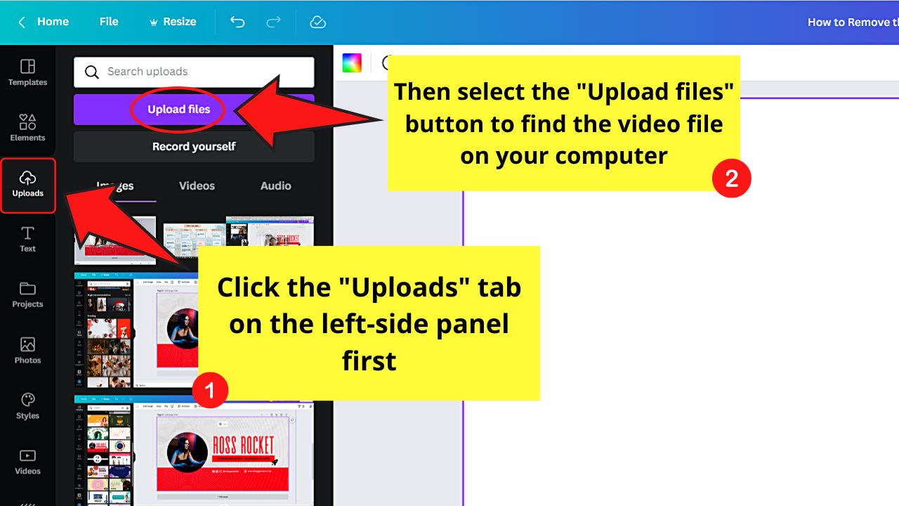 How to Remove the Background of a Video in Canva Step 1.1