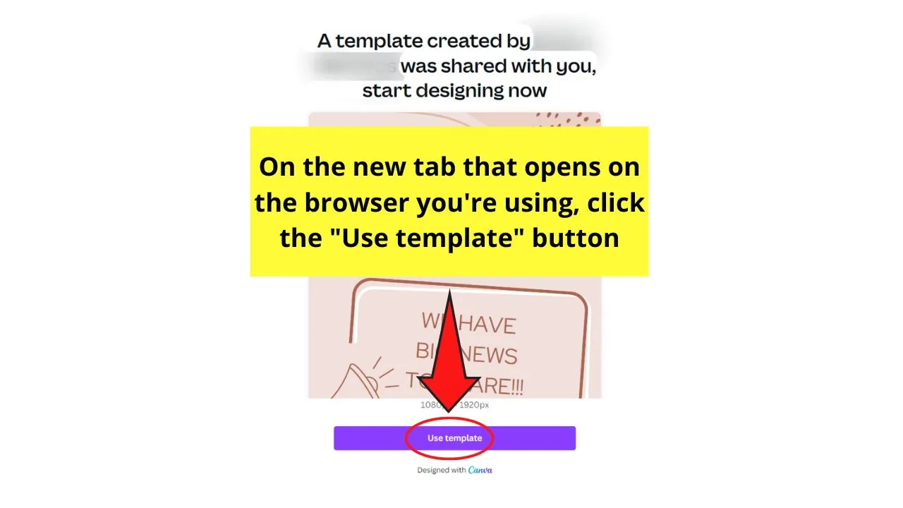 How to See Shared Templates in Canva by Clicking the Canva Template Link Step 2