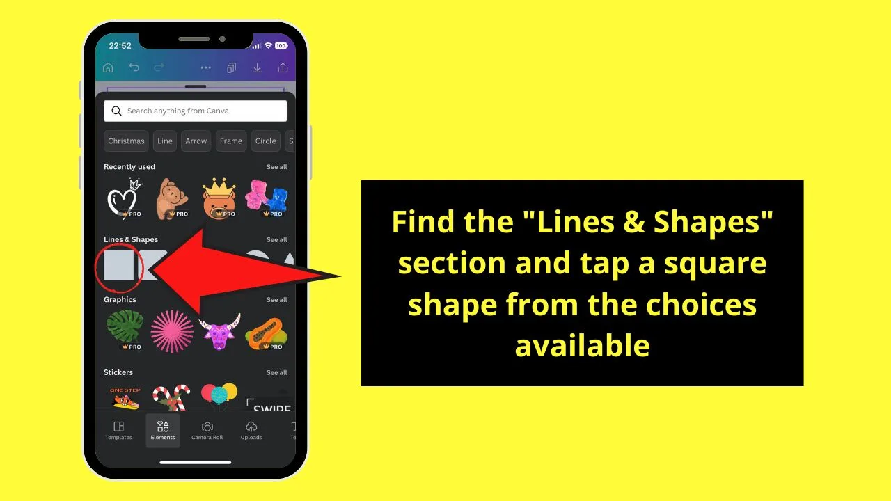Adding Colored Background to the Text Box in Canva by Using Shapes Step 3