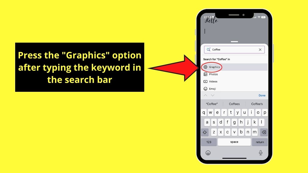 Adding Graphics to Canva Docs on Mobile Phone Step 2