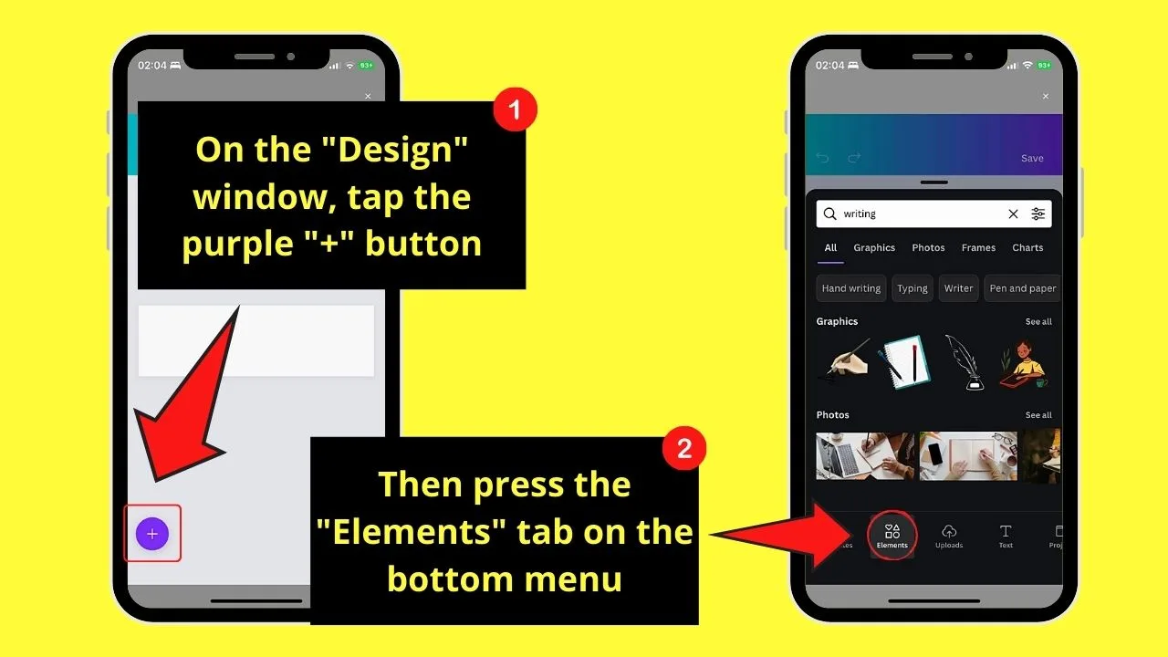 Adding Graphics to Canva Docs on Mobile Phone Step 6