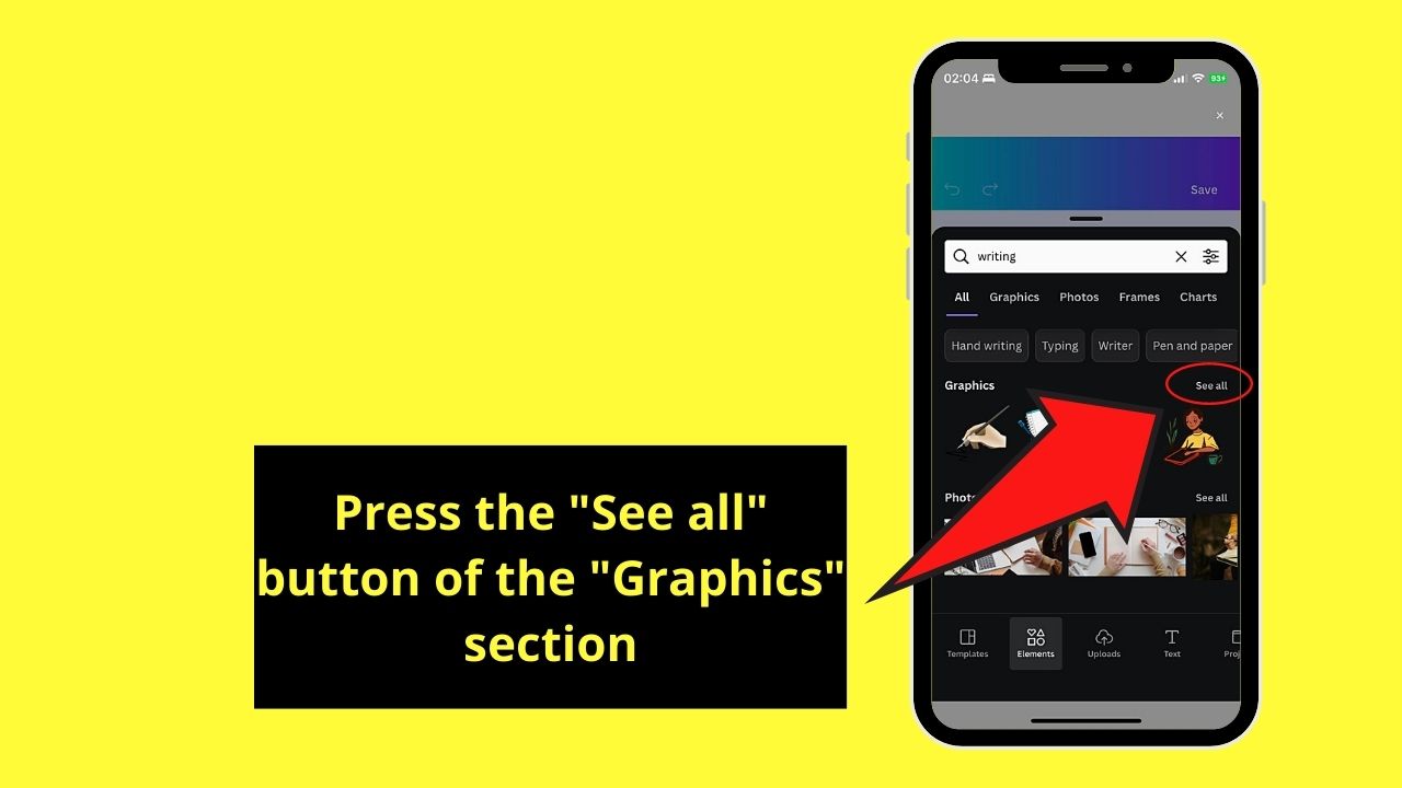 Adding Graphics to Canva Docs on Mobile Phone Step 8