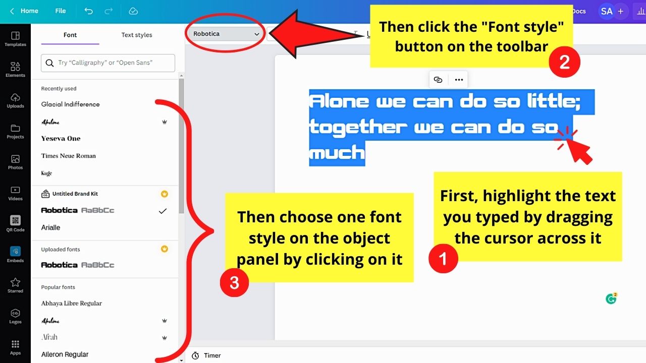 Adding Text to Canva Docs Step 3