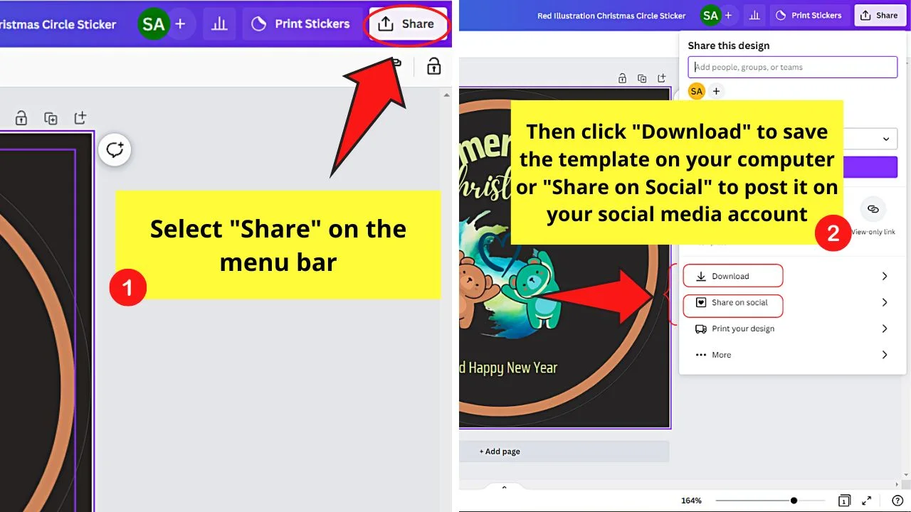 Downloading and Sharing Canva Template Step 1