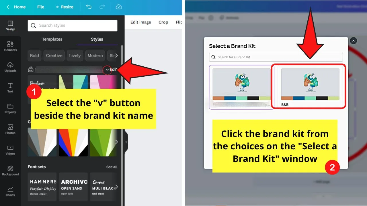 Editing Canva Templates Using Your Brand Kit Step 2
