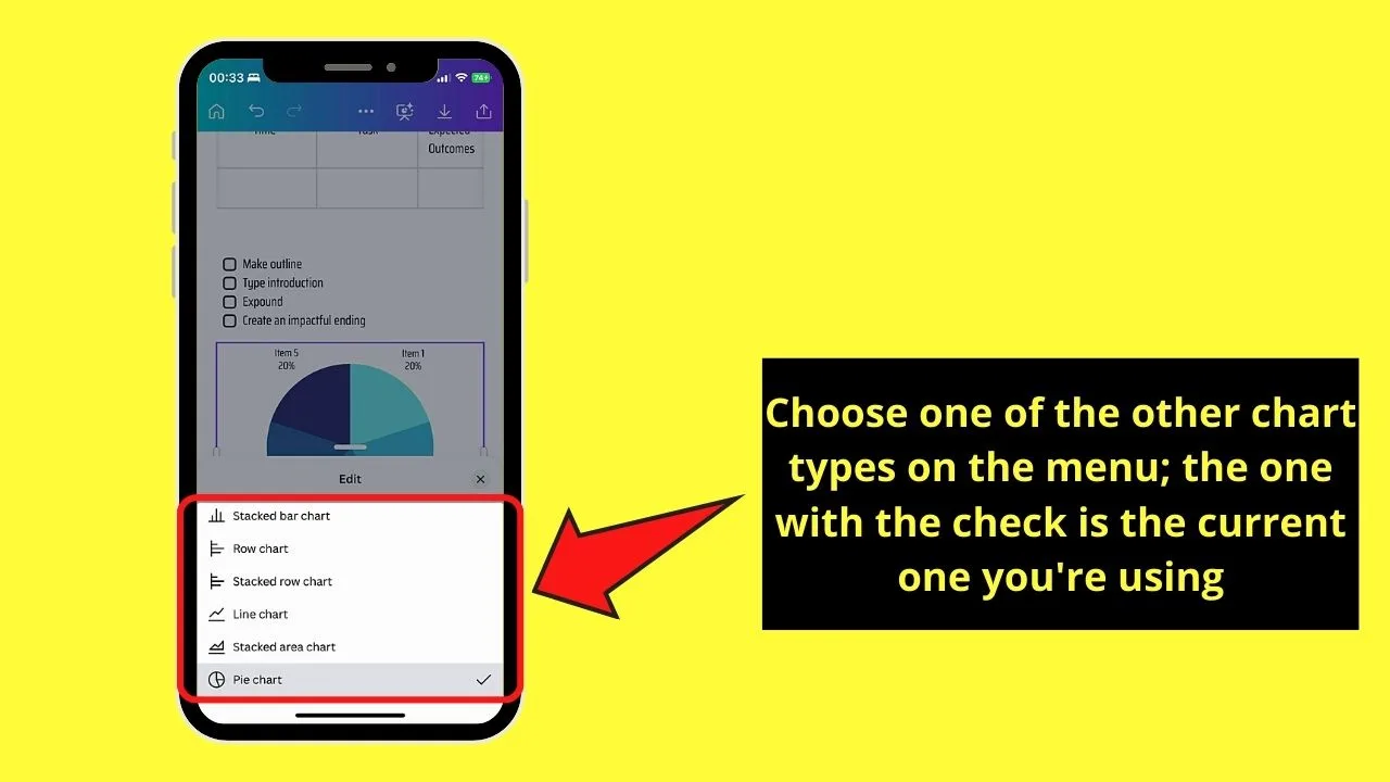 How to Add Charts to Canva Docs on Mobile Phone Step 4