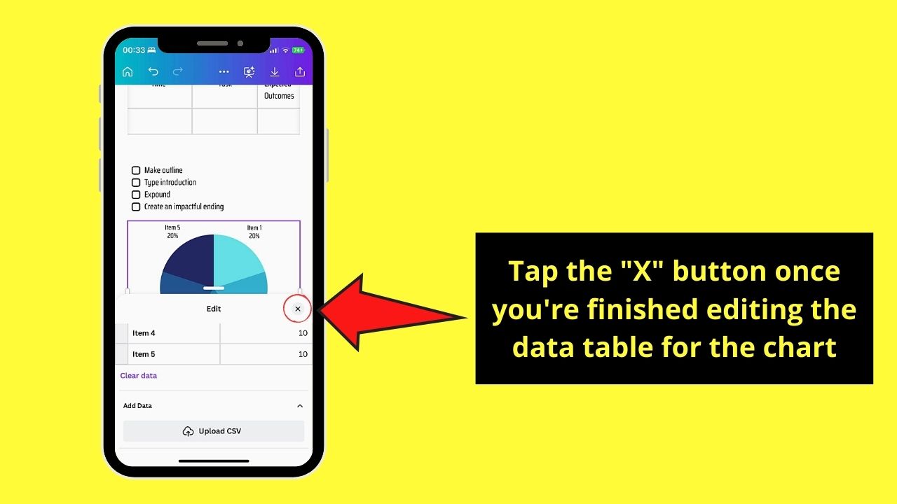 How to Add Charts to Canva Docs on Mobile Phone Step 6