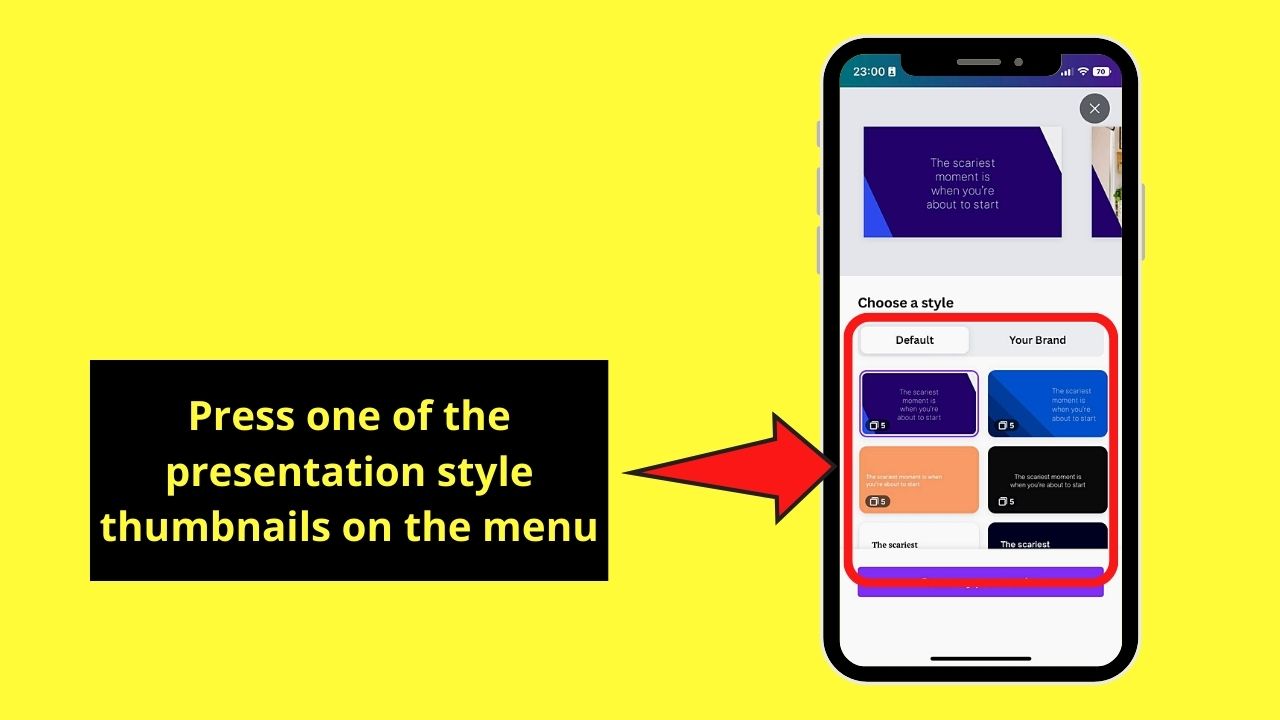 How to Convert Canva Docs to Presentation on Mobile Phone Step 3