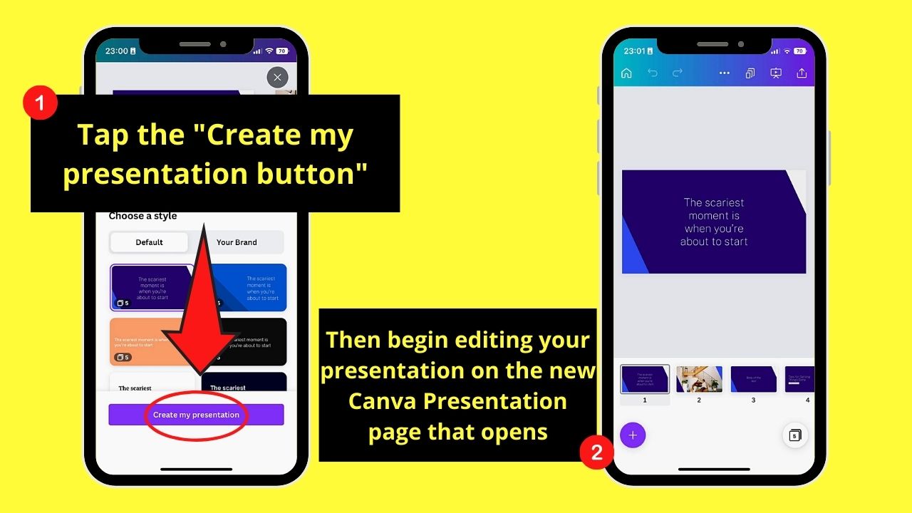How to Convert Canva Docs to Presentation on Mobile Phone Step 4
