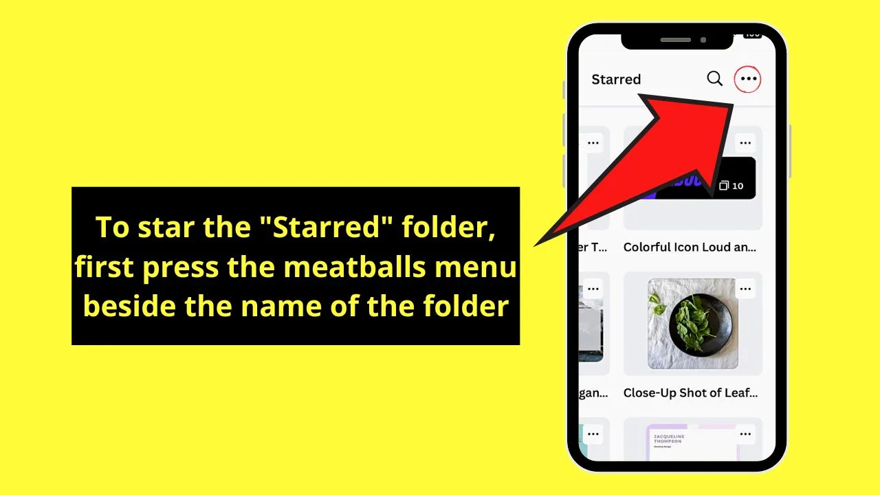 How to Find Starred Templates in Canva Mobile Step 3