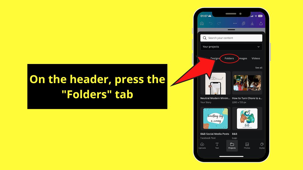 How to Find Starred Templates in Canva Mobile Step 7