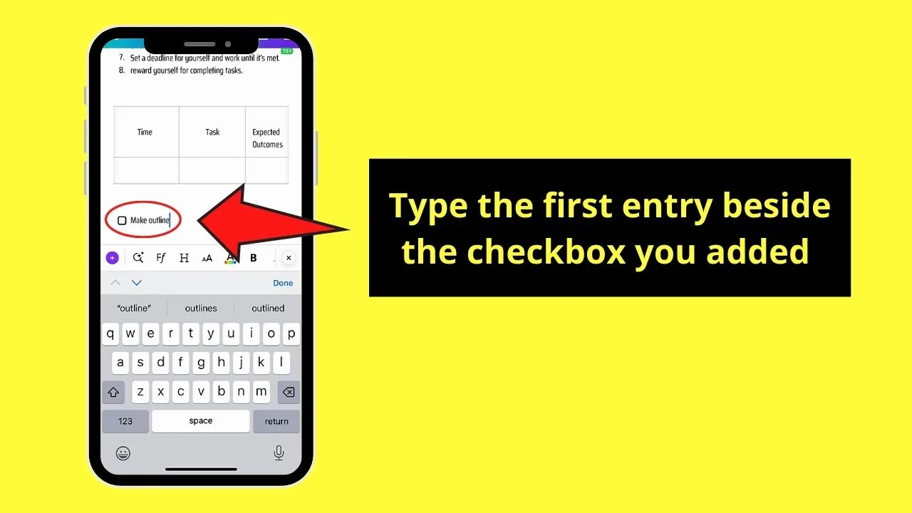 How to Insert Lists to Canva Docs on Mobile Phone Step 2