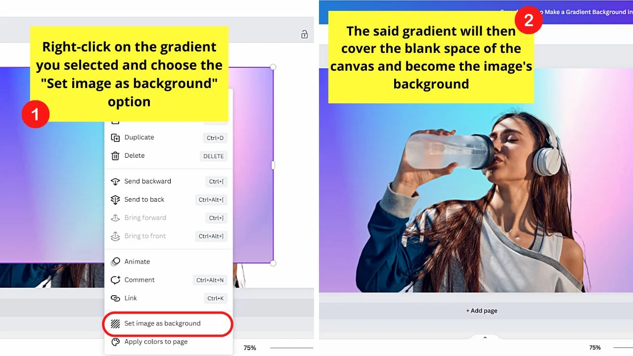 How to Make a Gradient Background in Canva by Accessing Ready-Made Gradients in Photos Step 4