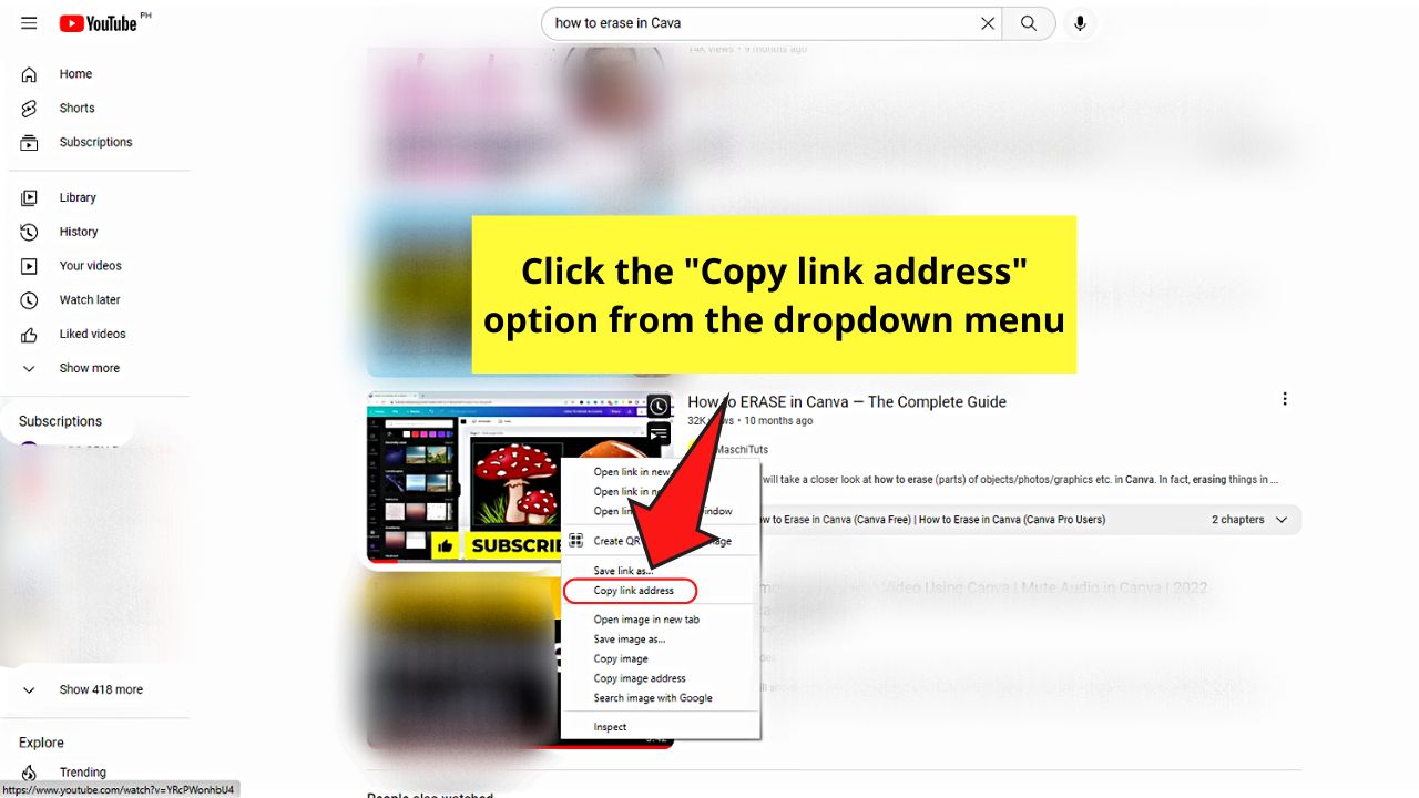 How to Put a Youtube Video into Canva by Copy and Paste Step 2