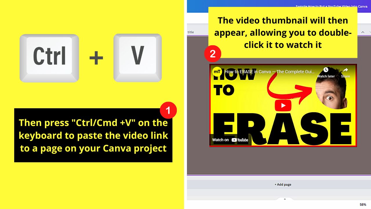 How to Put a Youtube Video into Canva by Copy and Paste Step 3