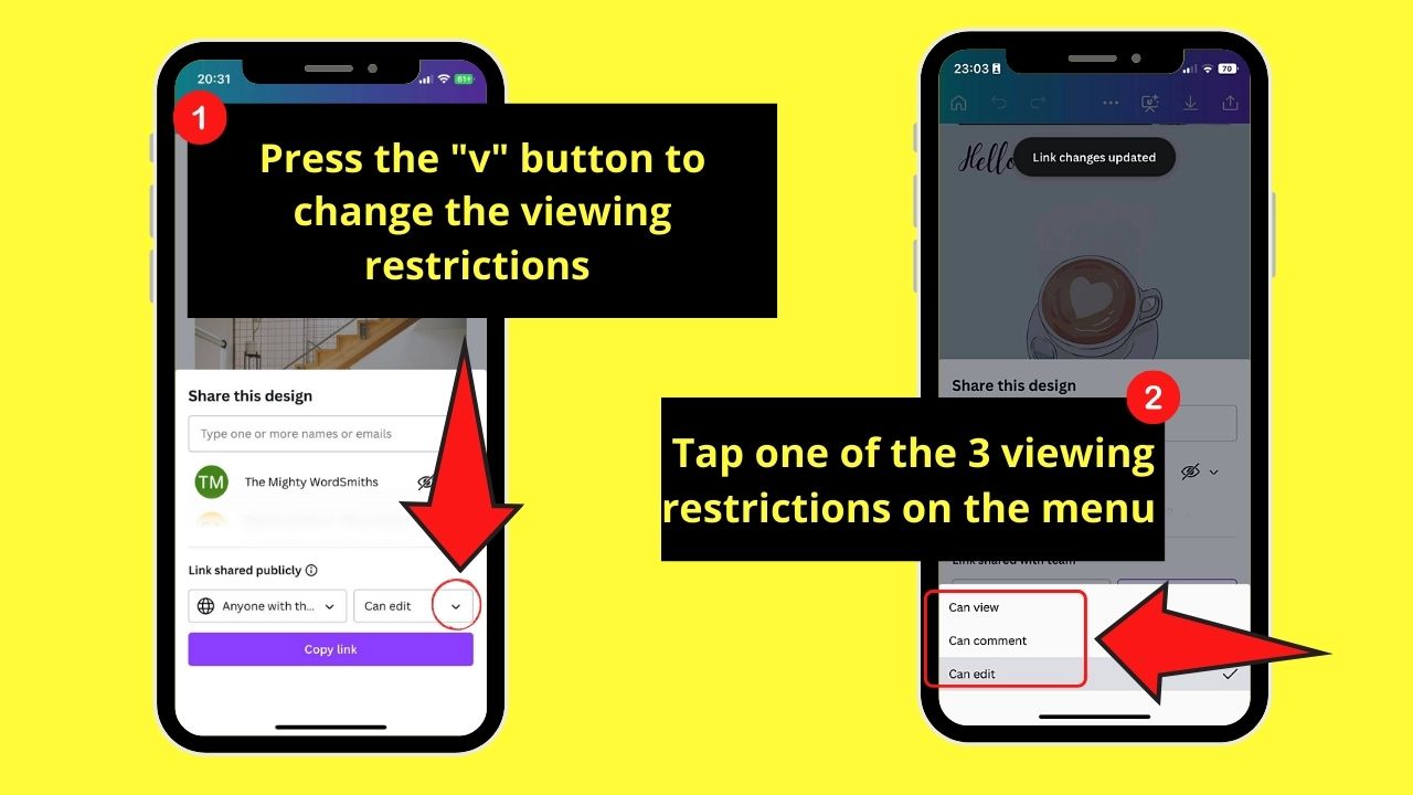 How to Share Canva Docs Document on Mobile Phone Step 5