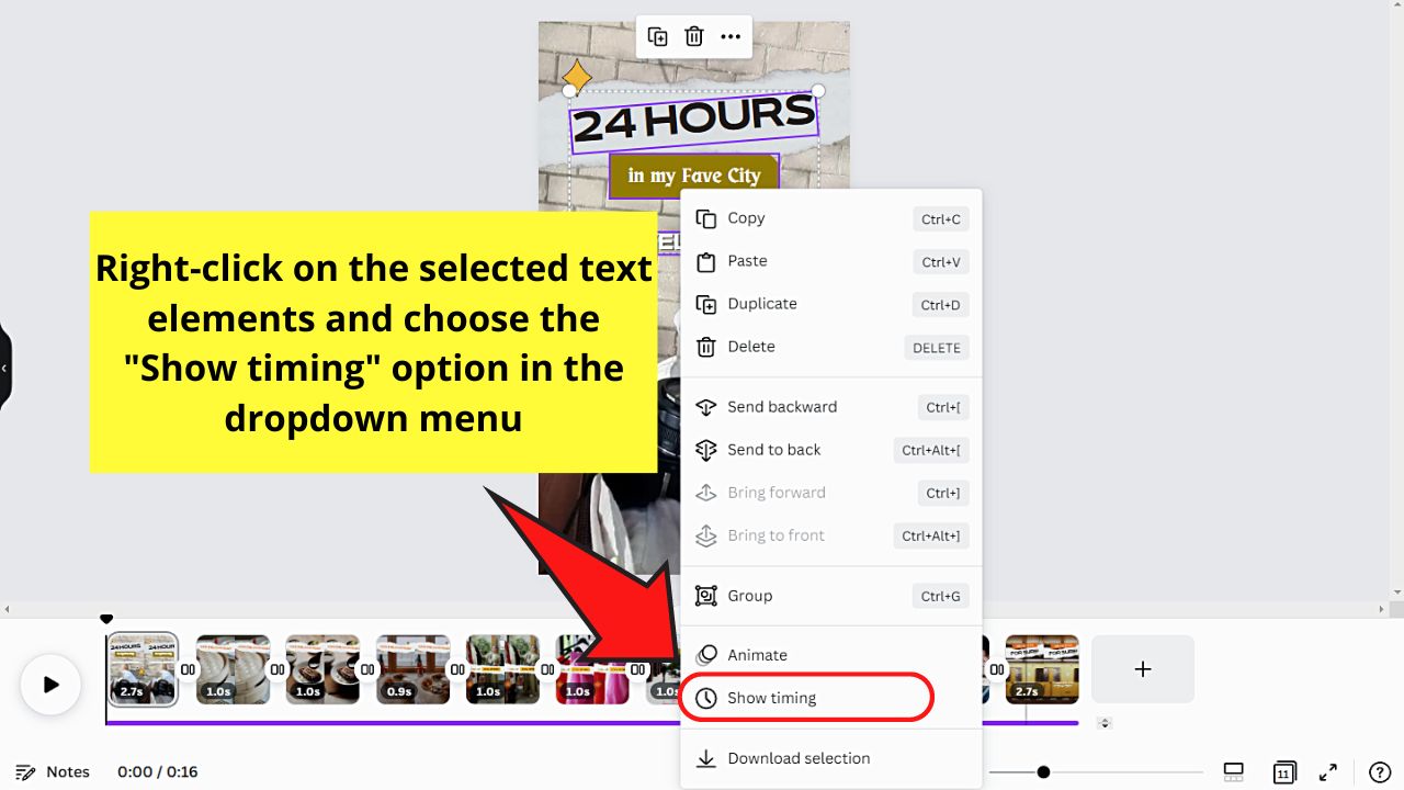 How to Time Text Elements in Canva Videos Step 3