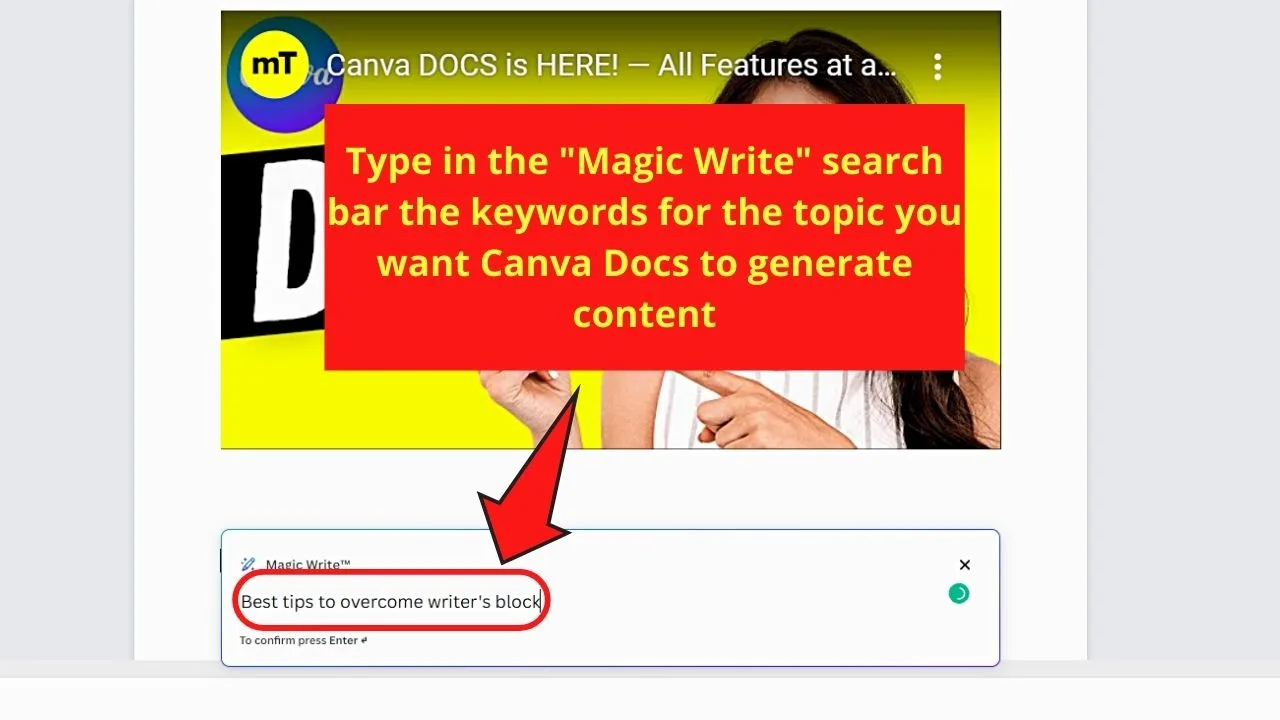How to Use the Magic Write Feature in Canva Docs Step 2