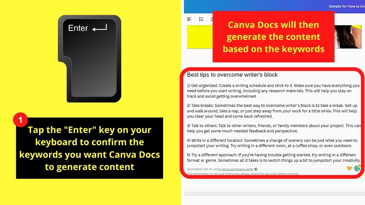 How to Use the Magic Write Feature in Canva Docs Step 3
