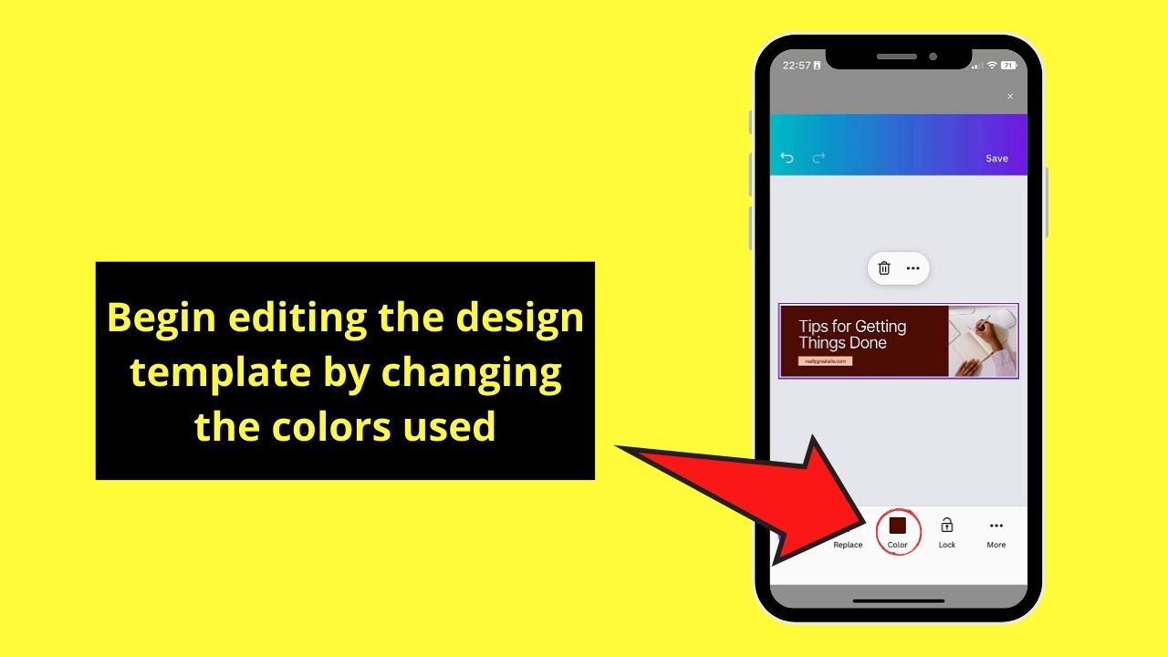 Inserting Designs in Canva Docs on Mobile Phone Step 2
