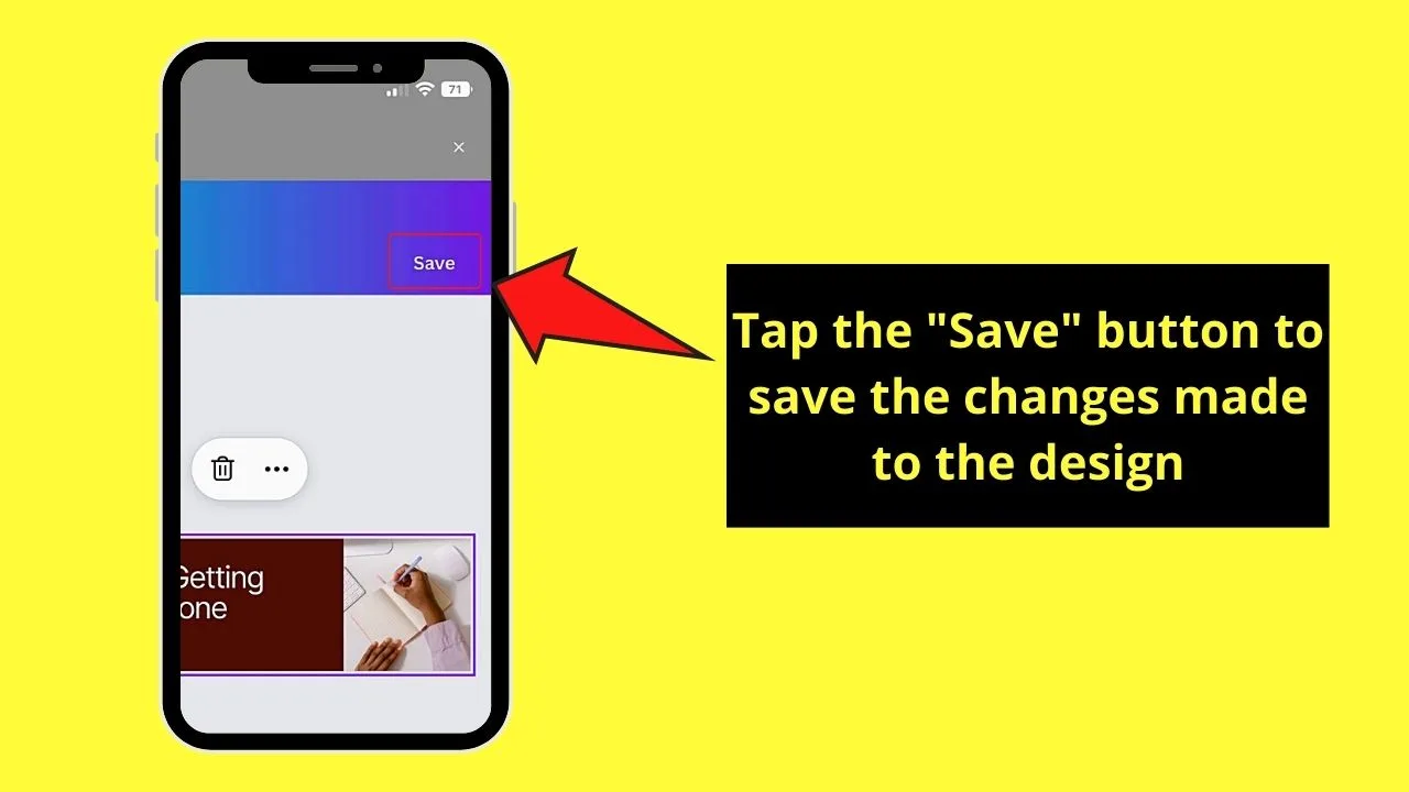 Inserting Designs in Canva Docs on Mobile Phone Step 3