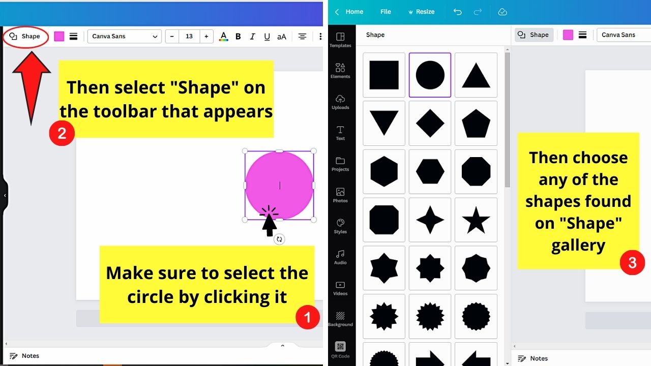Adding Shapes to Canva Project Step 3