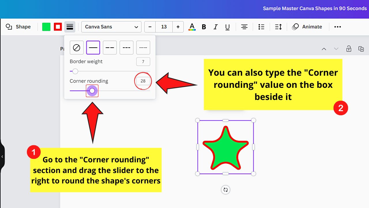 Rounding and Sharpening the Corners of Shapes in Canva Step 2