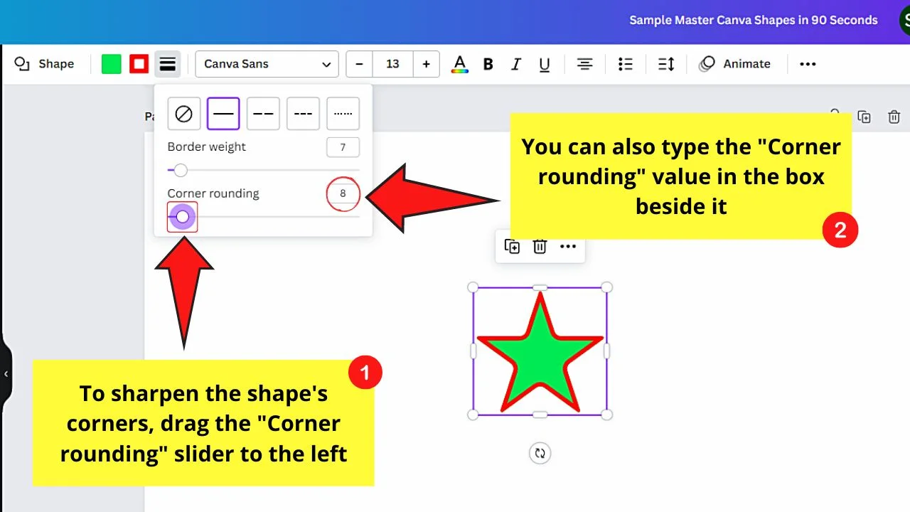 Rounding and Sharpening the Corners of Shapes in Canva Step 3