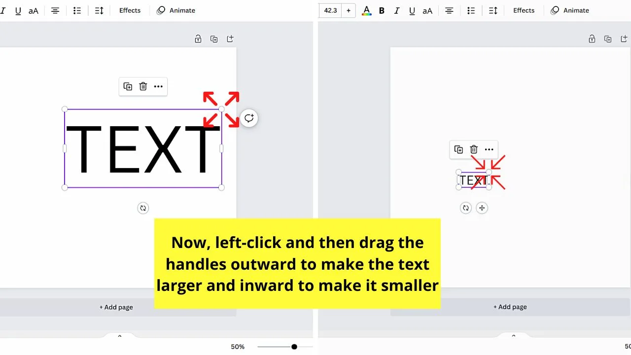 Stretching Text in Canva to Make Text Smaller or Bigger Step 3