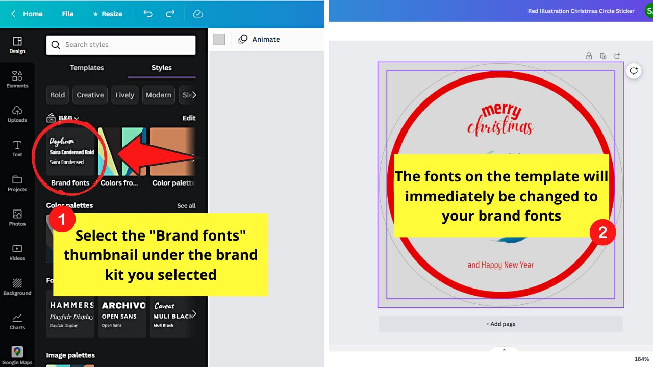 Using the Brand Kit Font Styles on the Template in Canva Step 1