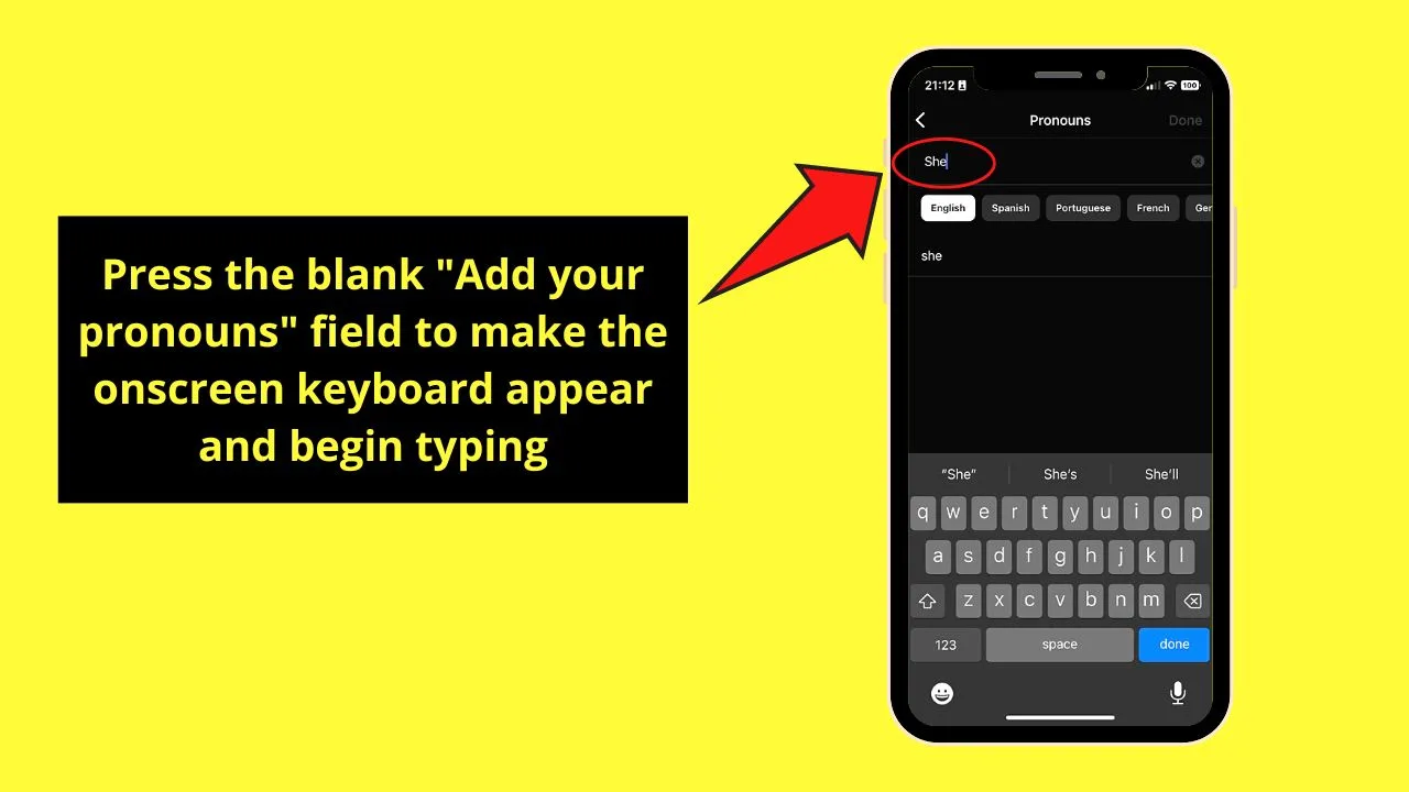 How to Add Pronouns on Instagram Step 4