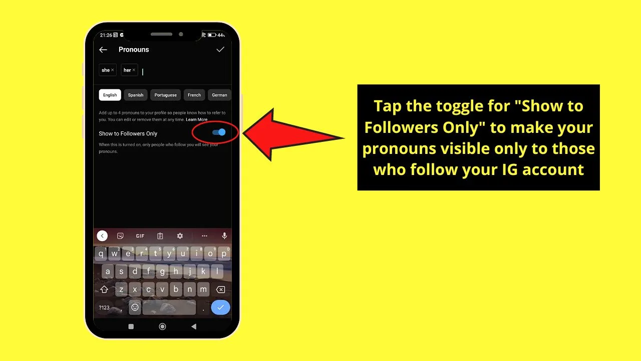 How to Add Pronouns on Instagram Step 8