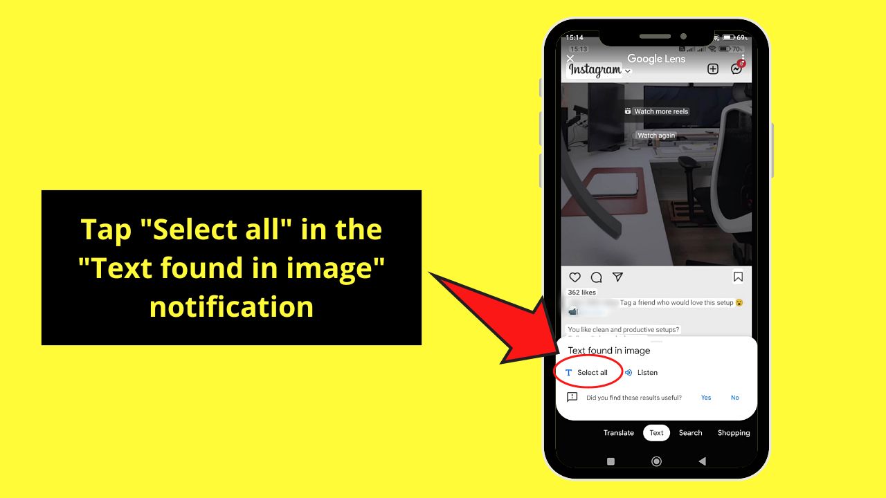 How to Copy Instagram Comments Using Lens in Google Photos (Android) Step 5