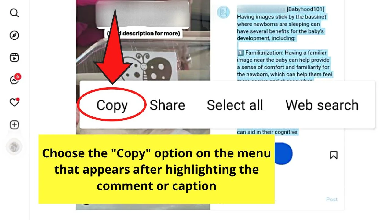 How to Copy Instagram Comments by Requesting Desktop Site in Browser (Android) Step 8