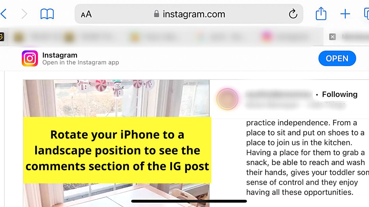 How to Copy Instagram Comments by Requesting Desktop Site in Browser (iPhone) Step 7