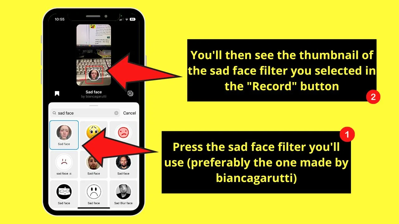How to Get a Sad Face Filter on Instagram Reels Step 6