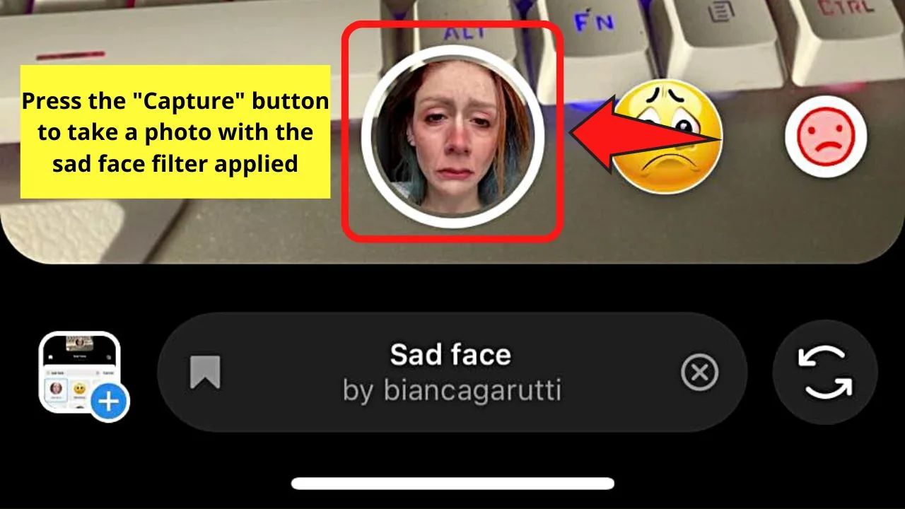How to Get a Sad Face Filter on Instagram Story Step 6