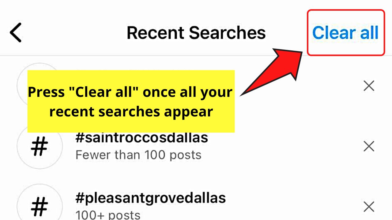 How to Individually Clear Instagram Search Suggestions When Typing Through "Your Activity" Step 5