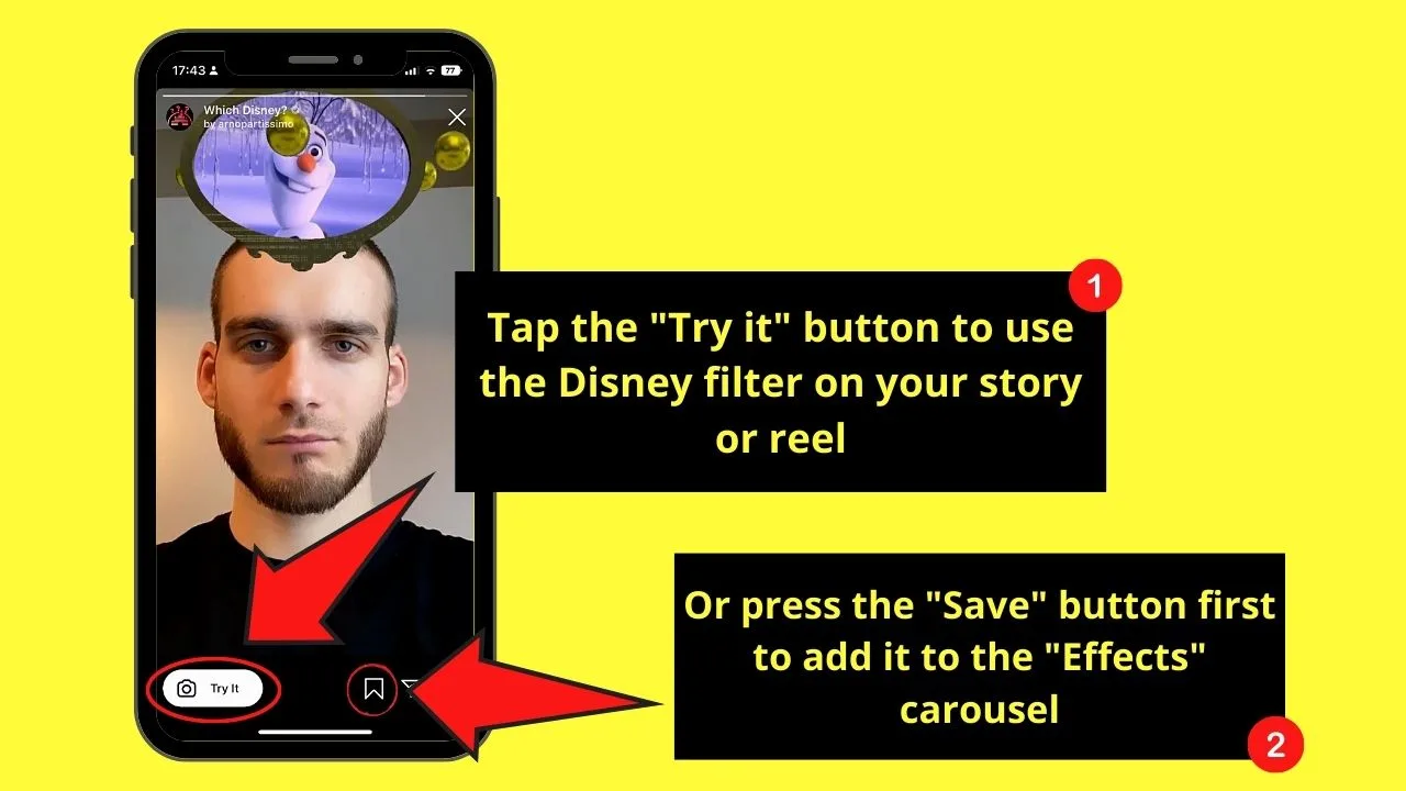 Getting the Disney Filter By Finding it on Your Friend's Instagram Story Step 3