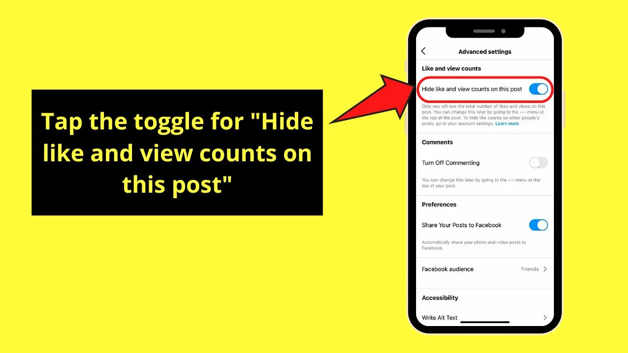 How to Hide Likes on Instagram Posts Before Publishing Step 2