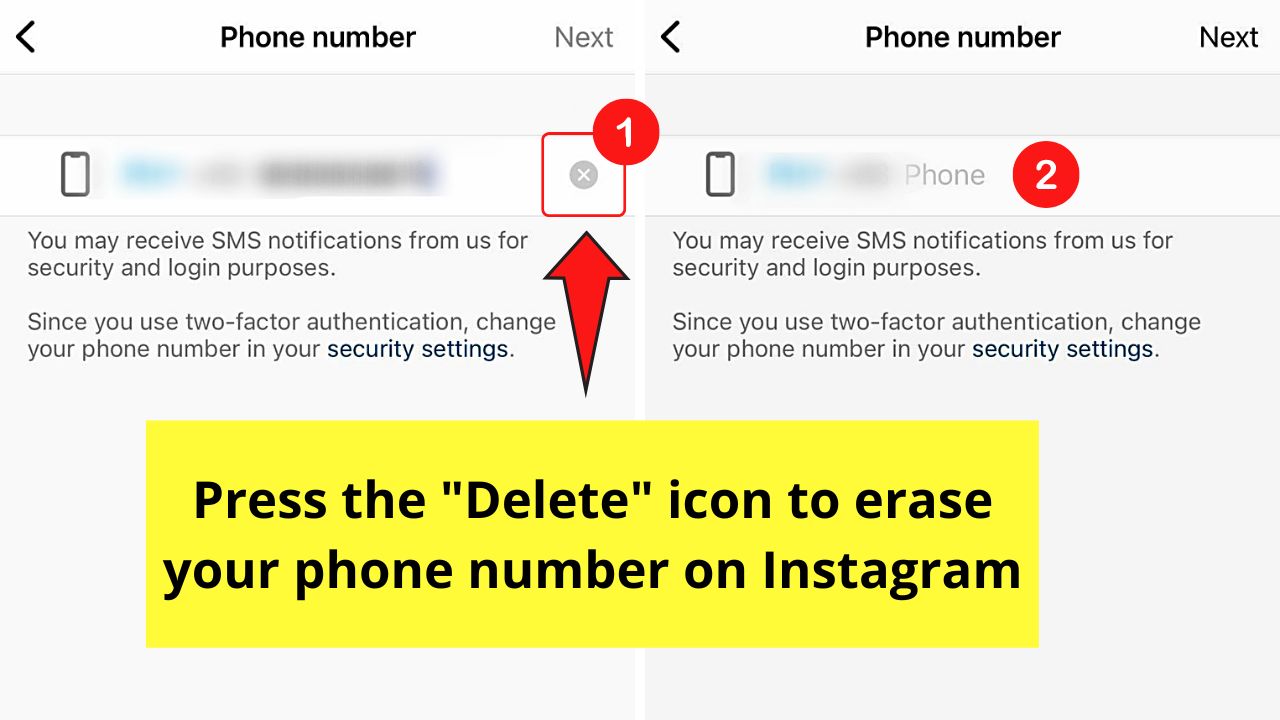 How to Remove Phone Number from Instagram by Erasing the Number (Mobile) Step 5