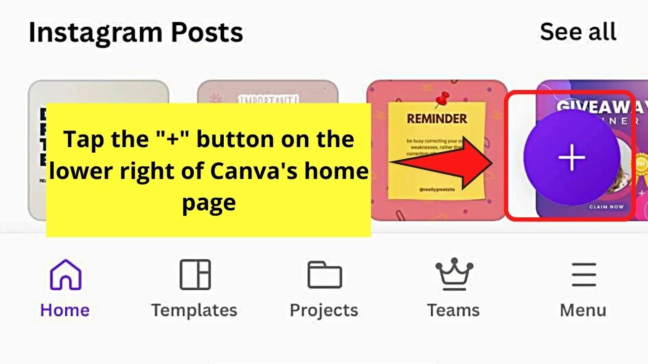 Using Canva Templates to Put Multiple Pictures on an Instagram Story Step 1