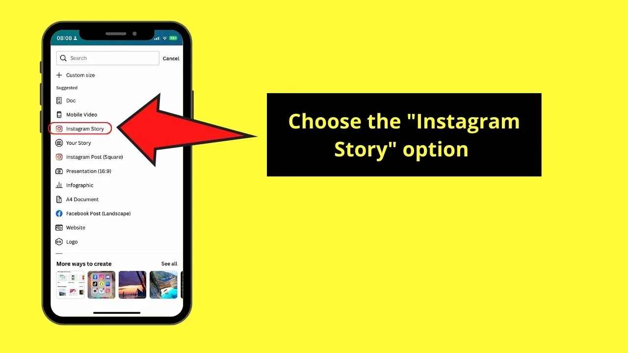 Using Canva Templates to Put Multiple Pictures on an Instagram Story Step 2