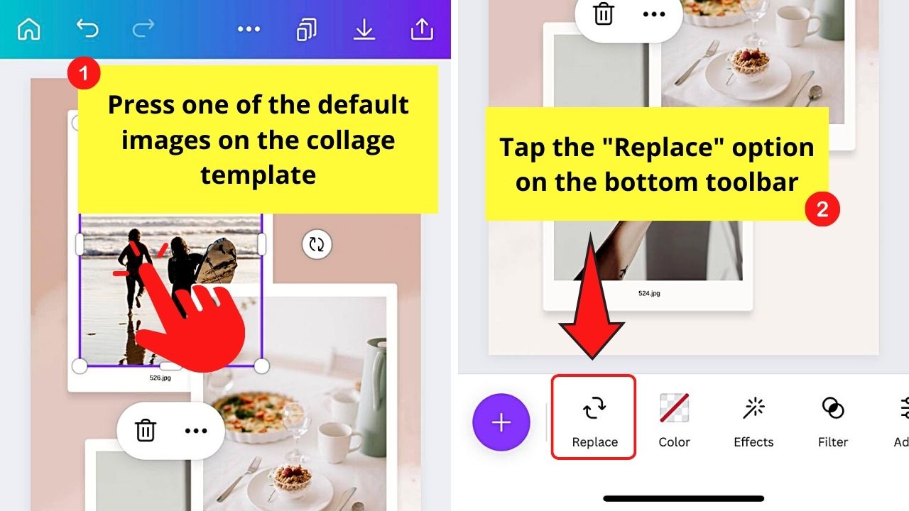 Using Canva Templates to Put Multiple Pictures on an Instagram Story Step 4