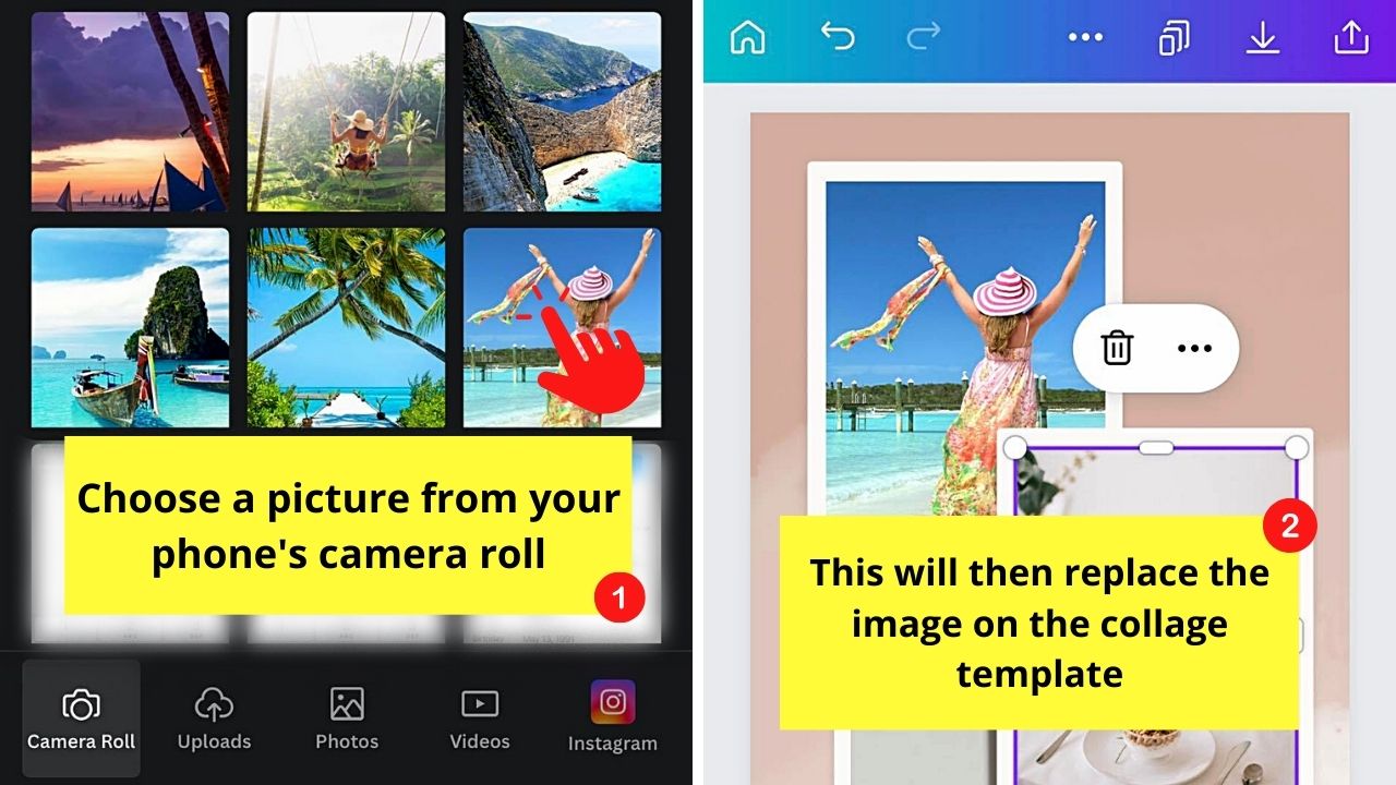 Using Canva Templates to Put Multiple Pictures on an Instagram Story Step 5